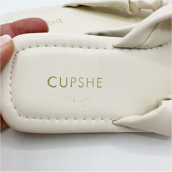 Y2K Cream Ruched Flip Flop Flat Slip-On Sandals New US 8 EUR 38 - Picture 9 of 12